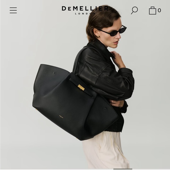 DeMellier Elegant Black Tote with Gold Detail - Picture 2 of 10